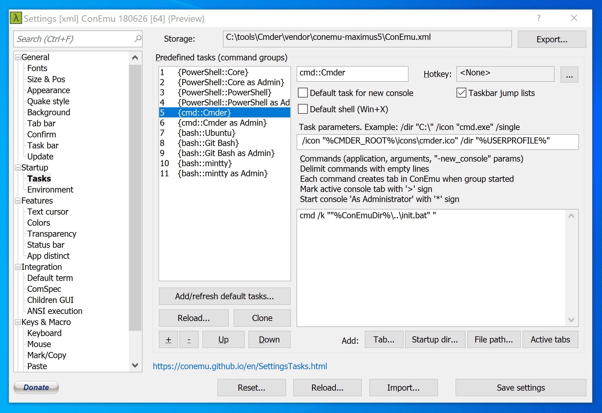 ConEmu  Configuring Cmd Prompt